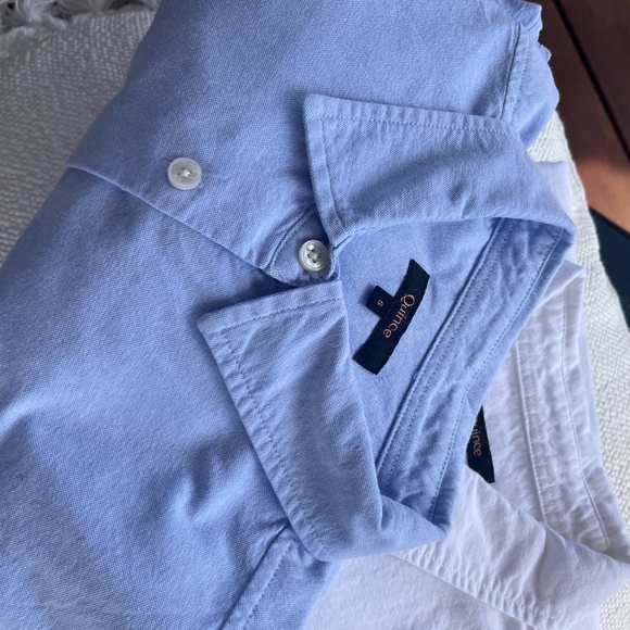 Bundle of 2 Quince Organic Cotton Relaxed Oxford Shirts – Size S (Blue & White - Picture 2 of 3